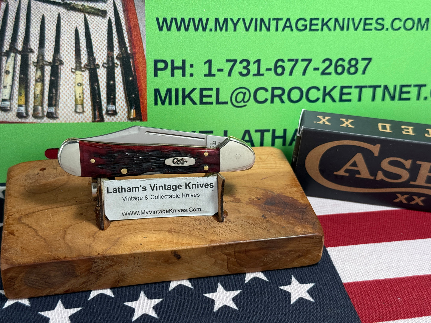 CASE XX USA, W.R. CASE 2024 MINI COPPERLOCK 61749 L SS LIMITED EDITION CONVERTED AMERICAN AUTOMATIC D/A CUSTOM AUTOMATIC KNIFE RED CRIMSON PEACH SEED JIG BONE