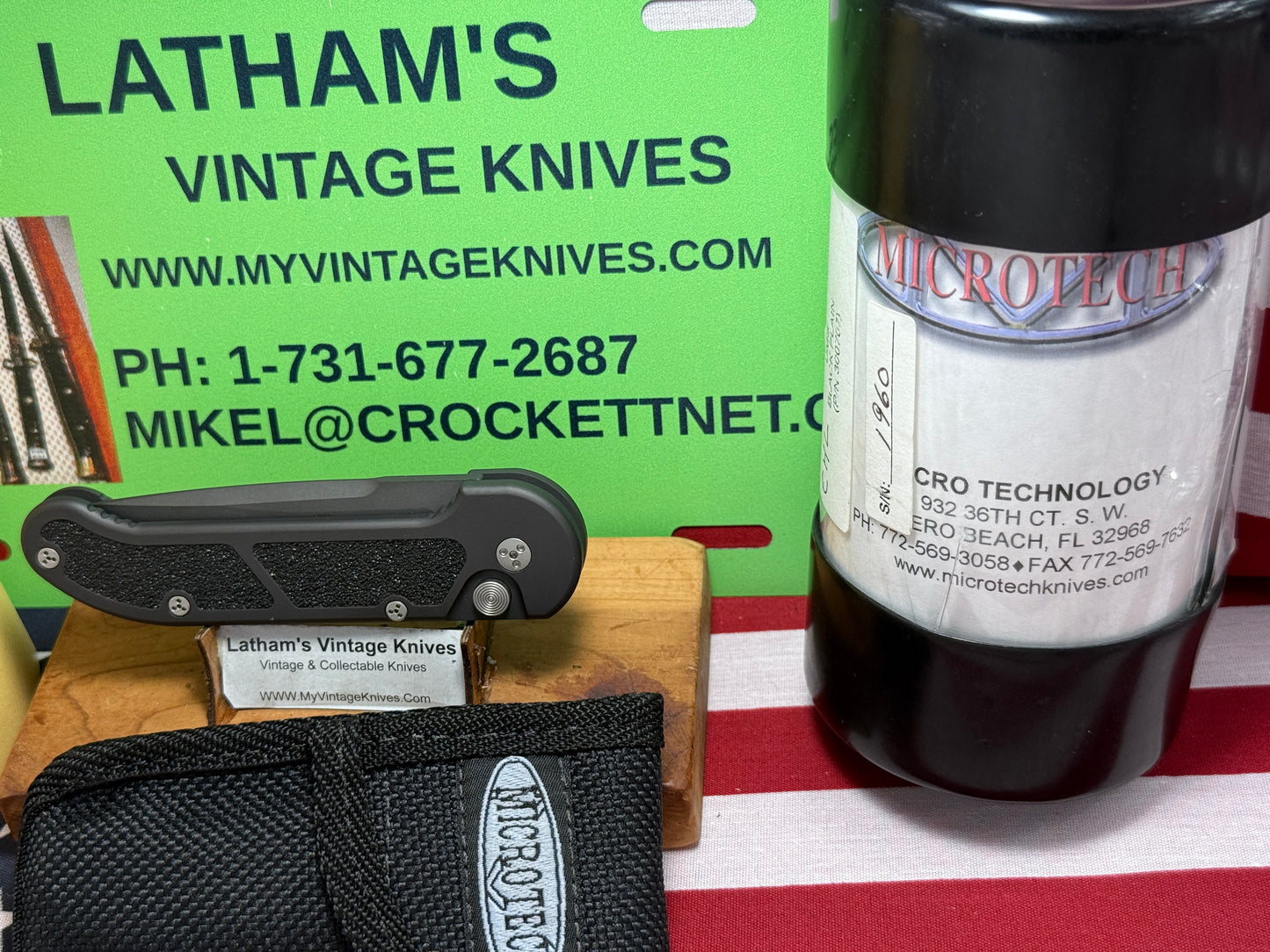 MICROTECH USA 12/2003 UMS 1960 BLACK PLAIN TACTICAL AUTOMATIC KNIFE BLACK METAL HANDLES