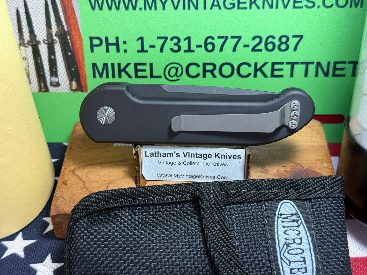 MICROTECH USA 12/2003 UMS 1960 BLACK PLAIN TACTICAL AUTOMATIC KNIFE BLACK METAL HANDLES