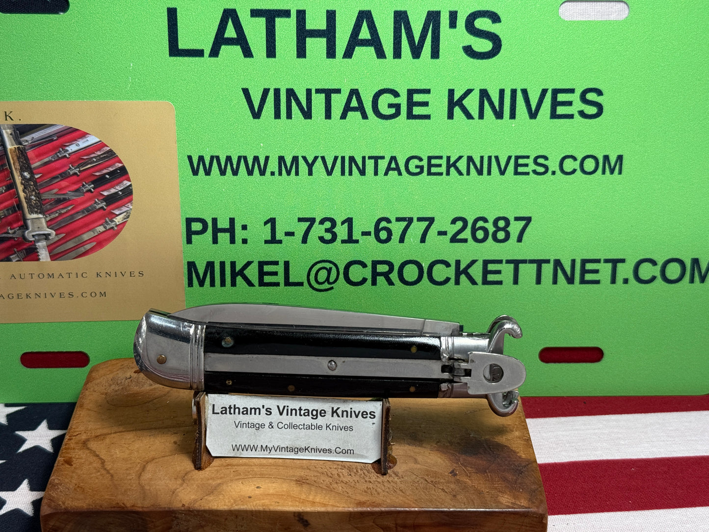 ROSTFREI 1960-65 SHELL PULLER LEVER AUTOMATIC SPRINGER GERMAN AUTOMATIC KNIFE BLACK MICARTA HANDLES