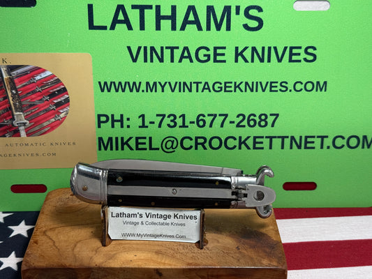 ROSTFREI 1960-65 SHELL PULLER LEVER AUTOMATIC SPRINGER GERMAN AUTOMATIC KNIFE BLACK MICARTA HANDLES