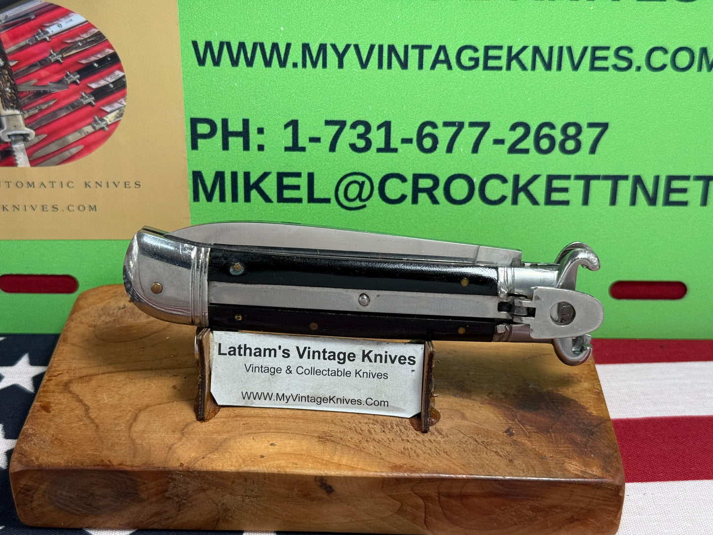 ROSTFREI 1960-65 SHELL PULLER LEVER AUTOMATIC SPRINGER GERMAN AUTOMATIC KNIFE BLACK MICARTA HANDLES