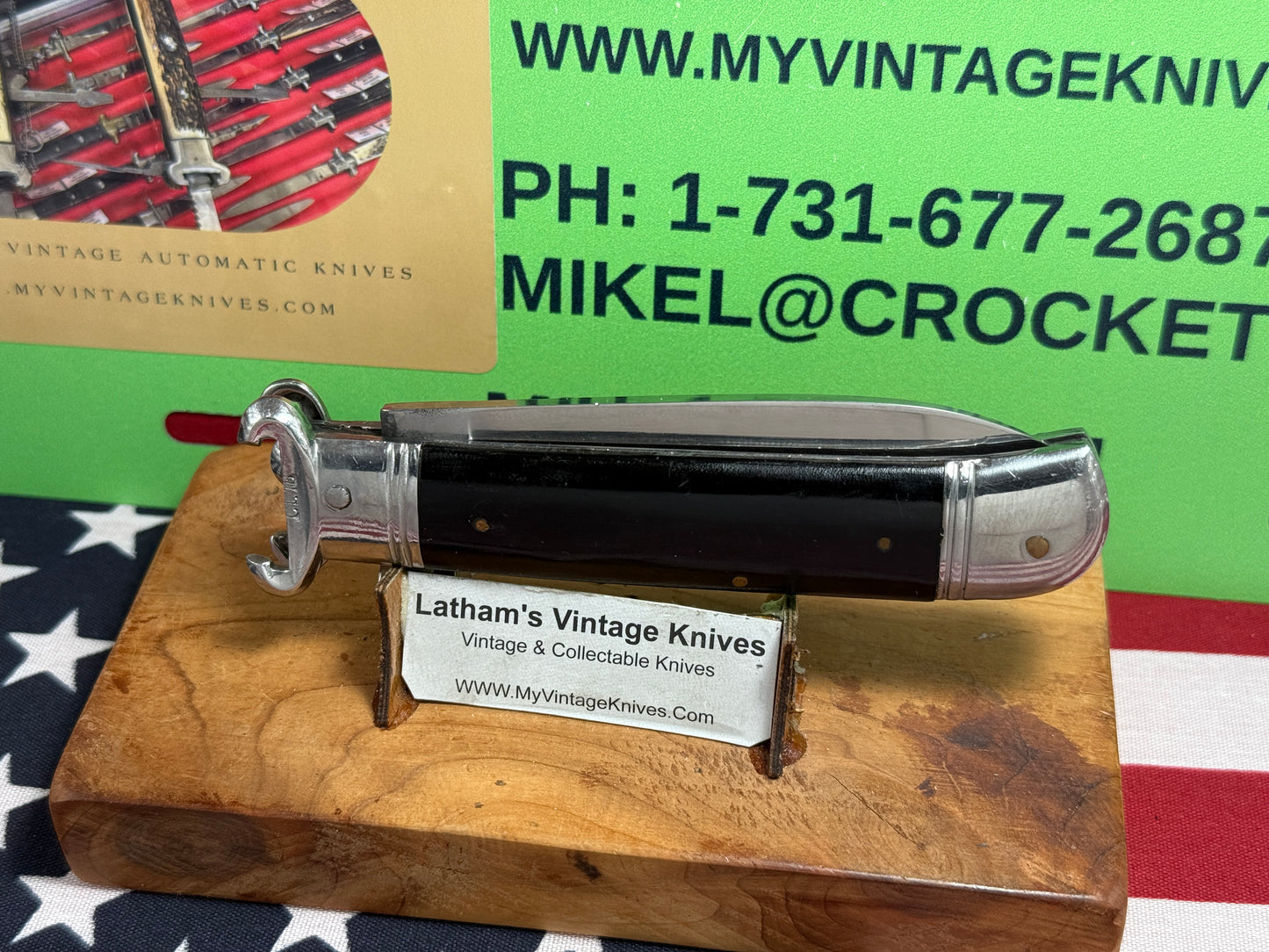 ROSTFREI 1960-65 SHELL PULLER LEVER AUTOMATIC SPRINGER GERMAN AUTOMATIC KNIFE BLACK MICARTA HANDLES