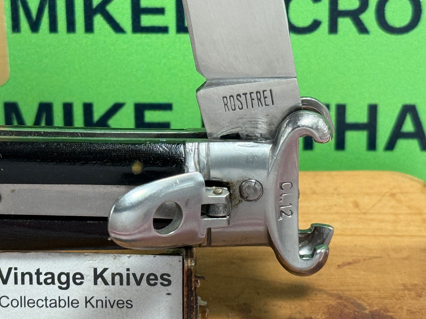 ROSTFREI 1960-65 SHELL PULLER LEVER AUTOMATIC SPRINGER GERMAN AUTOMATIC KNIFE BLACK MICARTA HANDLES