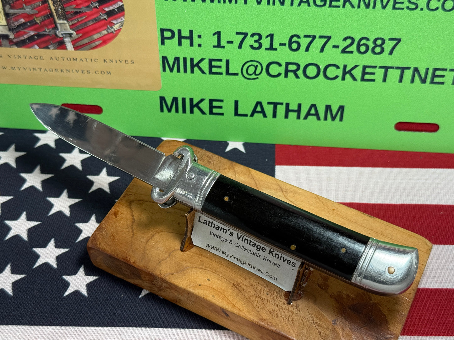 ROSTFREI 1960-65 SHELL PULLER LEVER AUTOMATIC SPRINGER GERMAN AUTOMATIC KNIFE BLACK MICARTA HANDLES