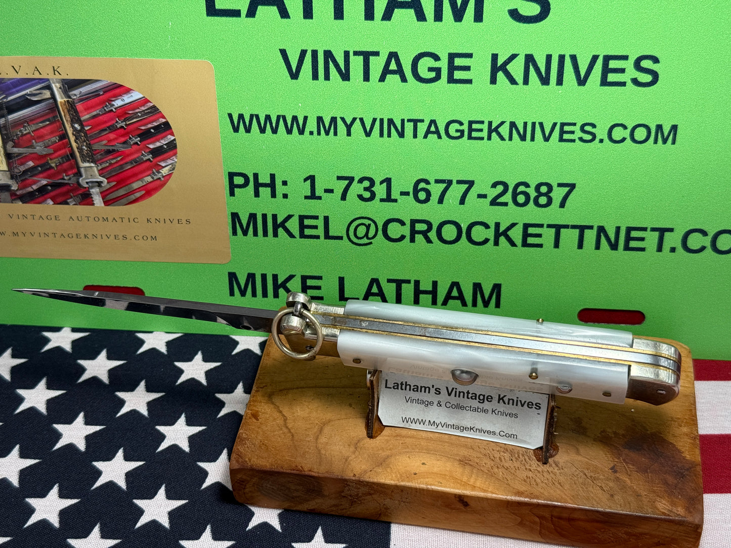 A.G.A. CAMPOLIN ITALY 2015 RING PULL FRANCESE ITALIAN AUTOMATIC KNIFE WHITE PEARLX HANDLES