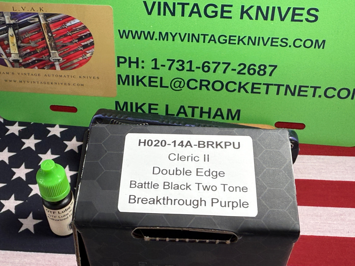 HERETIC KNIVES USA 2023 CLERIC II OTF DOUBLE EDGE H020-14A-BRKPU TACTICAL AUTOMATIC KNIFE BREAKTHROUGH PURPLE BUBBLE HANDLES