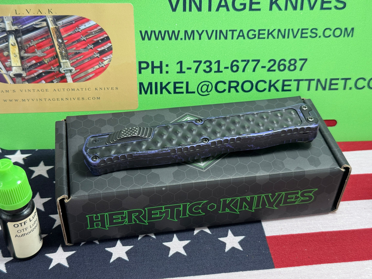 HERETIC KNIVES USA 2023 CLERIC II OTF DOUBLE EDGE H020-14A-BRKPU TACTICAL AUTOMATIC KNIFE BREAKTHROUGH PURPLE BUBBLE HANDLES