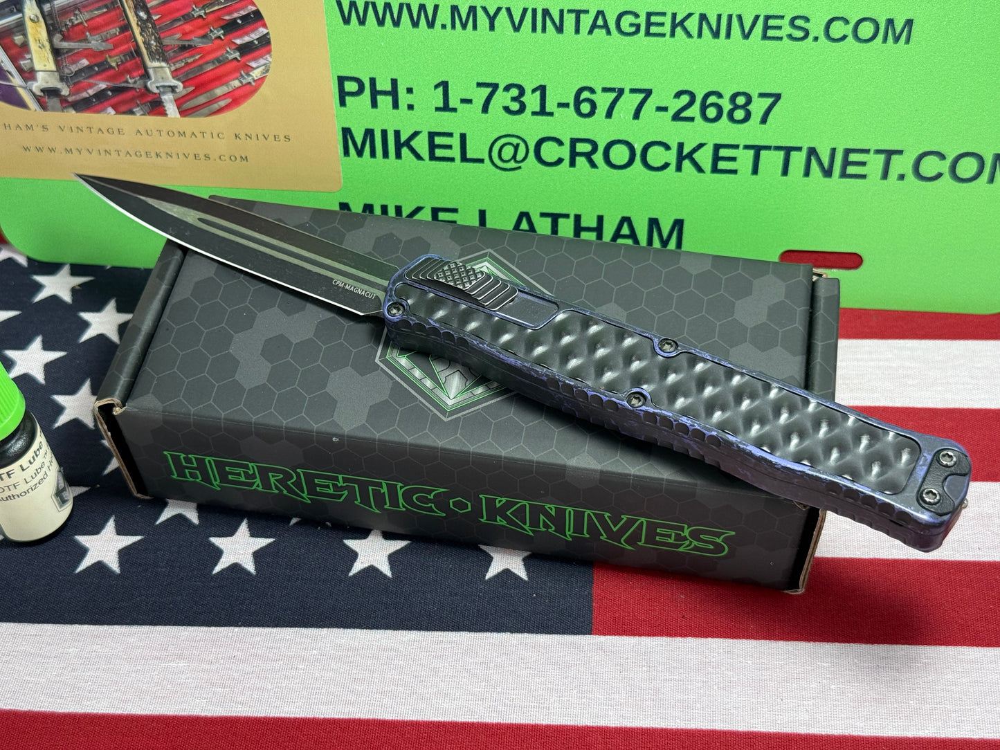 HERETIC KNIVES USA 2023 CLERIC II OTF DOUBLE EDGE H020-14A-BRKPU TACTICAL AUTOMATIC KNIFE BREAKTHROUGH PURPLE BUBBLE HANDLES