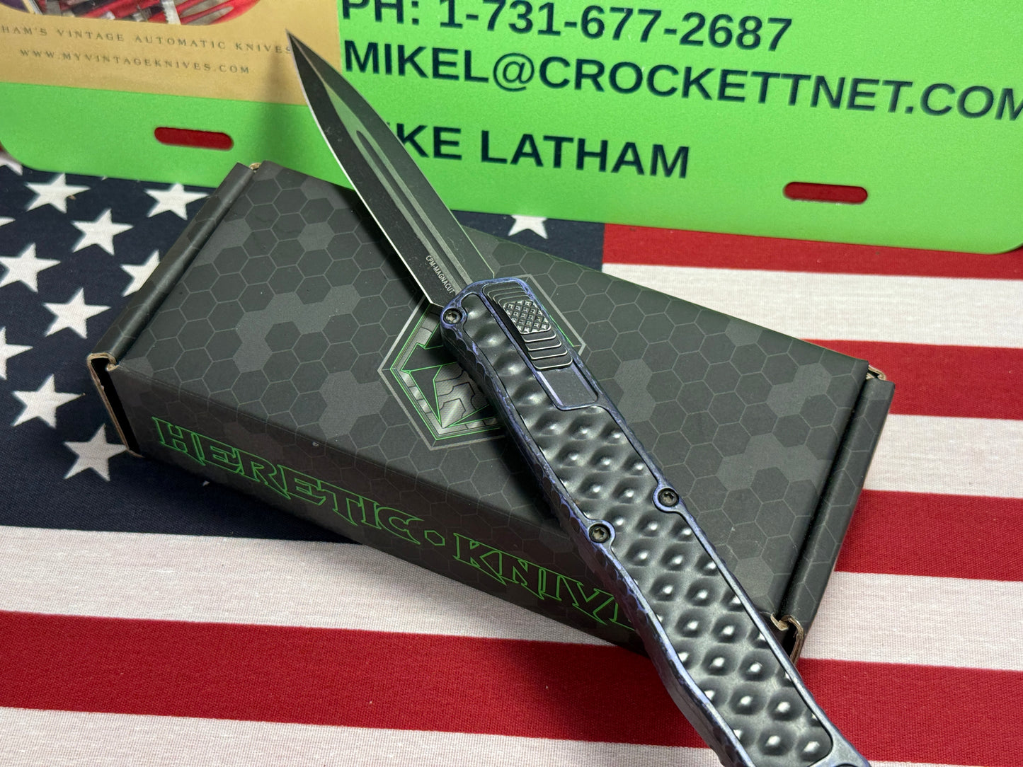 HERETIC KNIVES USA 2023 CLERIC II OTF DOUBLE EDGE H020-14A-BRKPU TACTICAL AUTOMATIC KNIFE BREAKTHROUGH PURPLE BUBBLE HANDLES