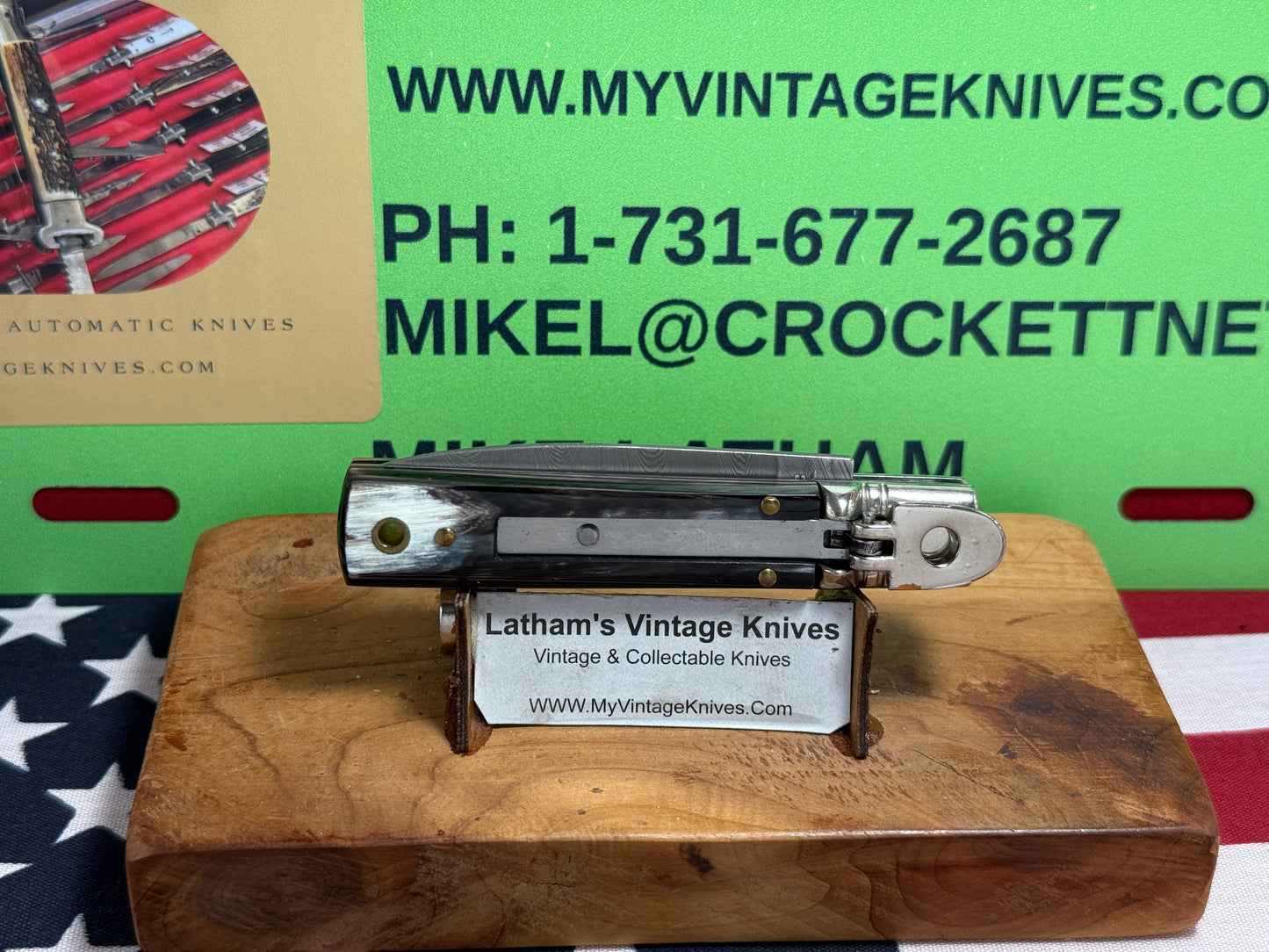 AKC ITALY 2022 LEVER AUTOMATIC SPRINGER DAMACUS STEEL 6" ITALIAN AUTOMATIC KNIFE BRAZILIAN HORN HANDLES