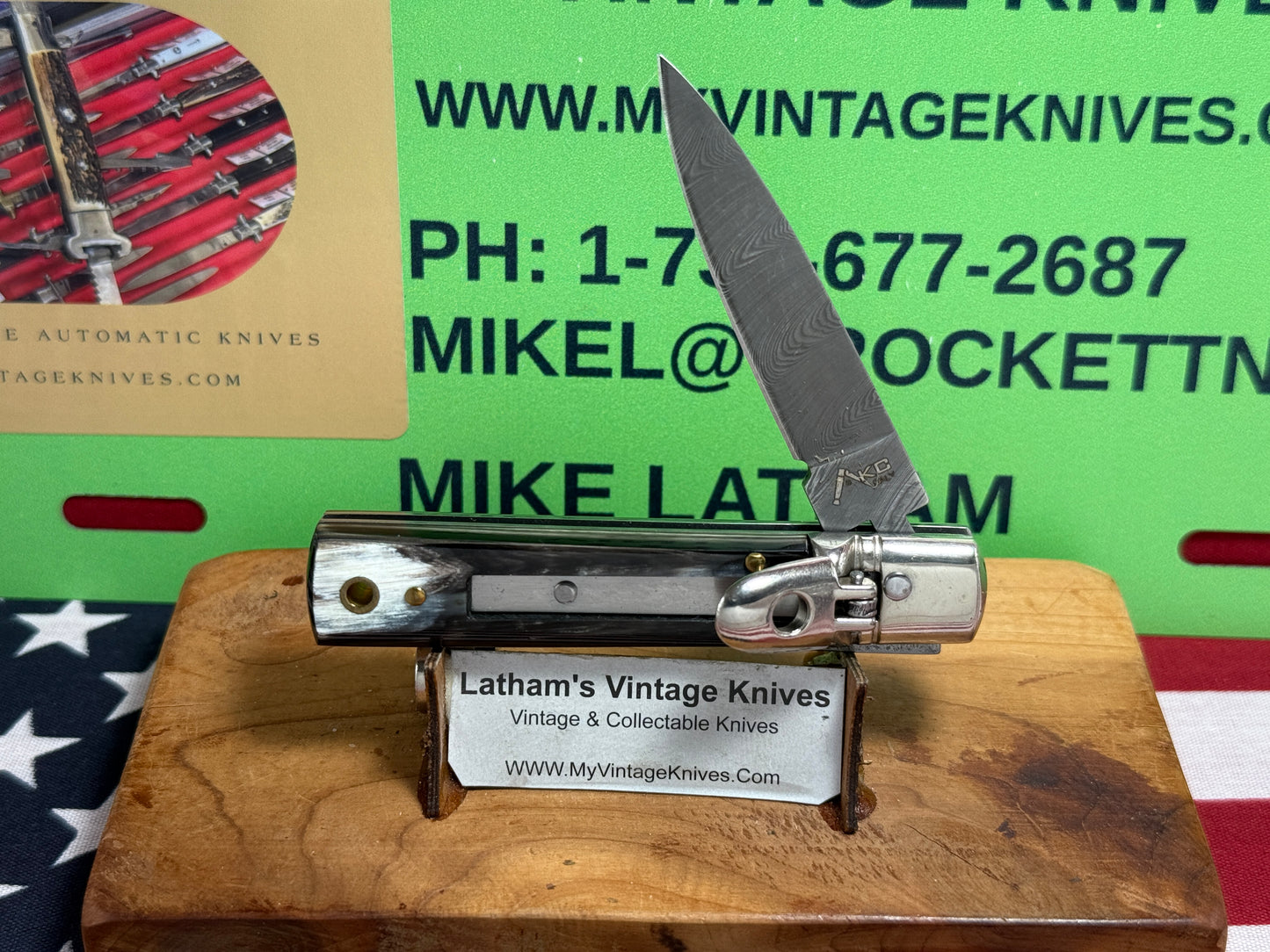 AKC ITALY 2022 LEVER AUTOMATIC SPRINGER DAMACUS STEEL 6" ITALIAN AUTOMATIC KNIFE BRAZILIAN HORN HANDLES