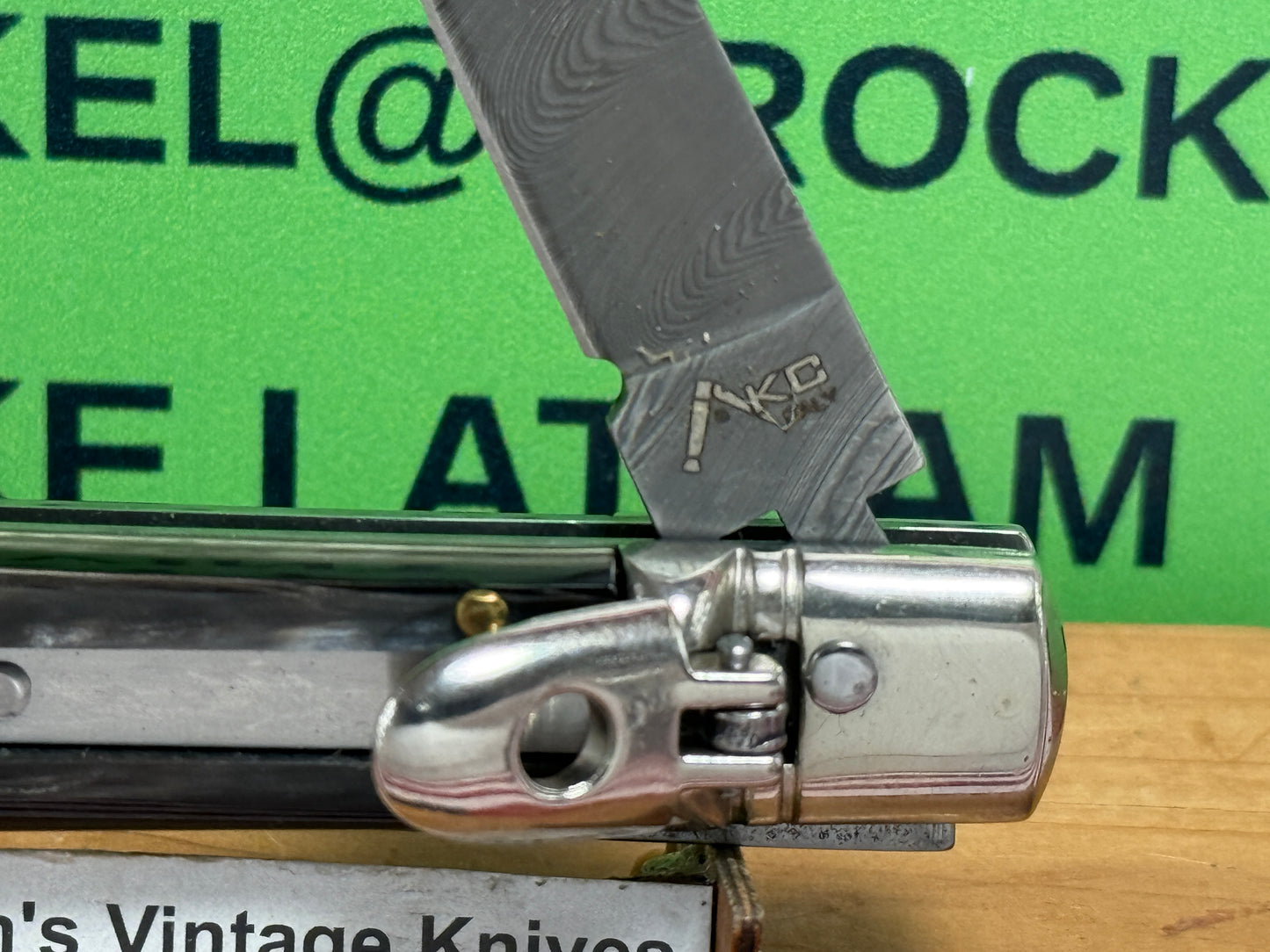 AKC ITALY 2022 LEVER AUTOMATIC SPRINGER DAMACUS STEEL 6" ITALIAN AUTOMATIC KNIFE BRAZILIAN HORN HANDLES
