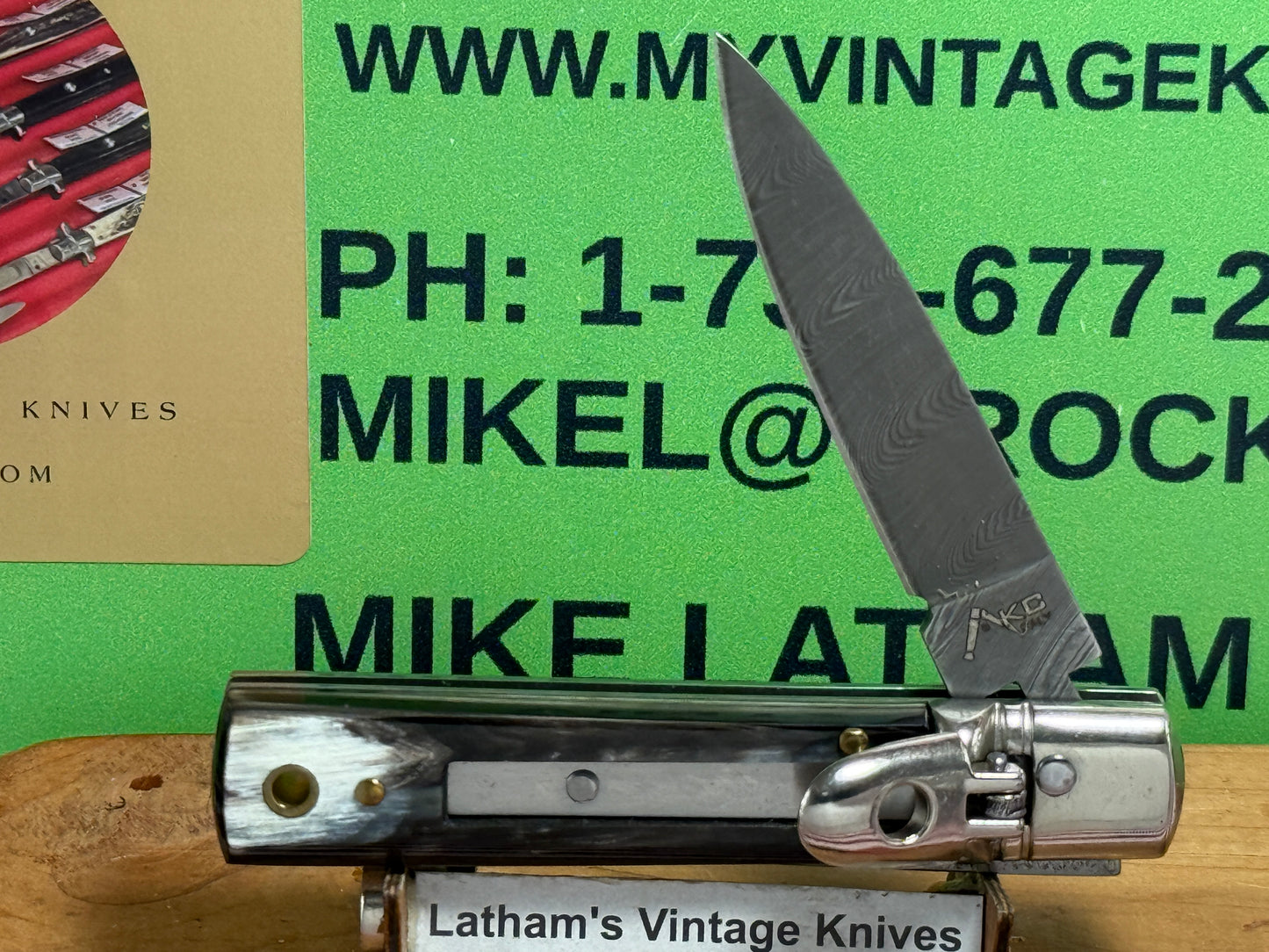 AKC ITALY 2022 LEVER AUTOMATIC SPRINGER DAMACUS STEEL 6" ITALIAN AUTOMATIC KNIFE BRAZILIAN HORN HANDLES