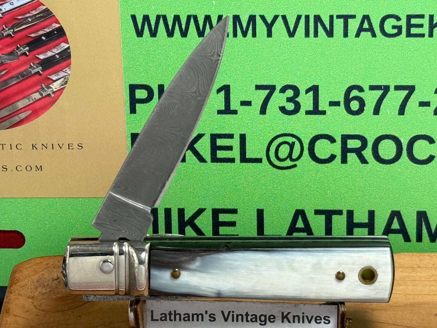 AKC ITALY 2022 LEVER AUTOMATIC SPRINGER DAMACUS STEEL 6" ITALIAN AUTOMATIC KNIFE BRAZILIAN HORN HANDLES