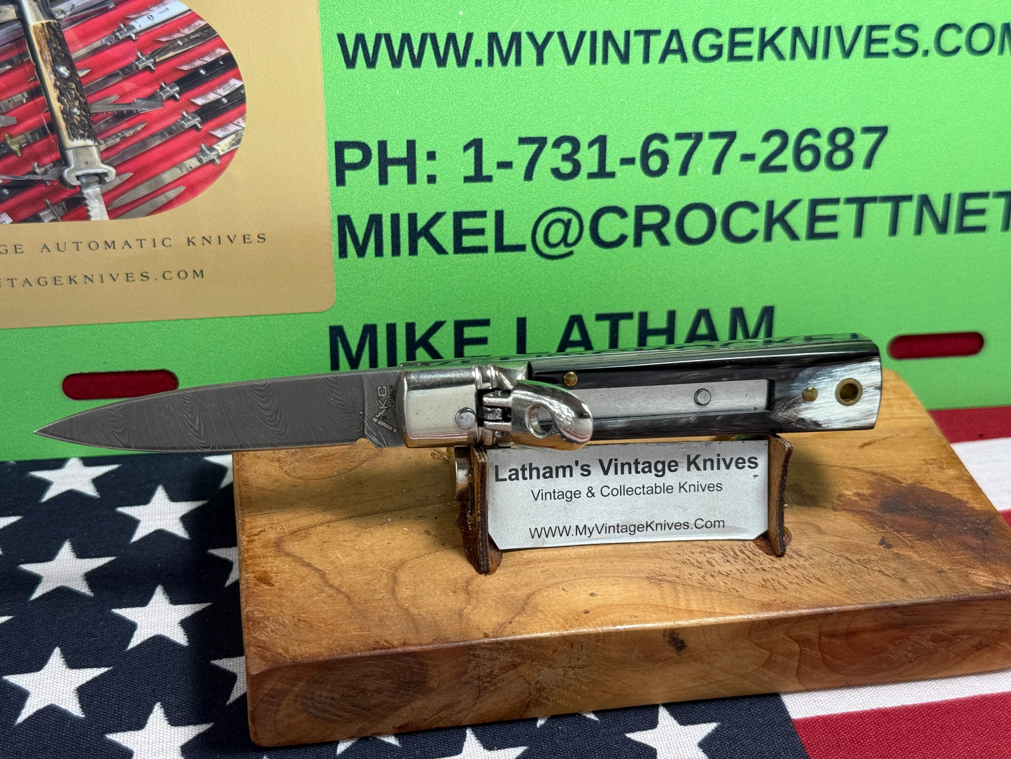 AKC ITALY 2022 LEVER AUTOMATIC SPRINGER DAMACUS STEEL 6" ITALIAN AUTOMATIC KNIFE BRAZILIAN HORN HANDLES