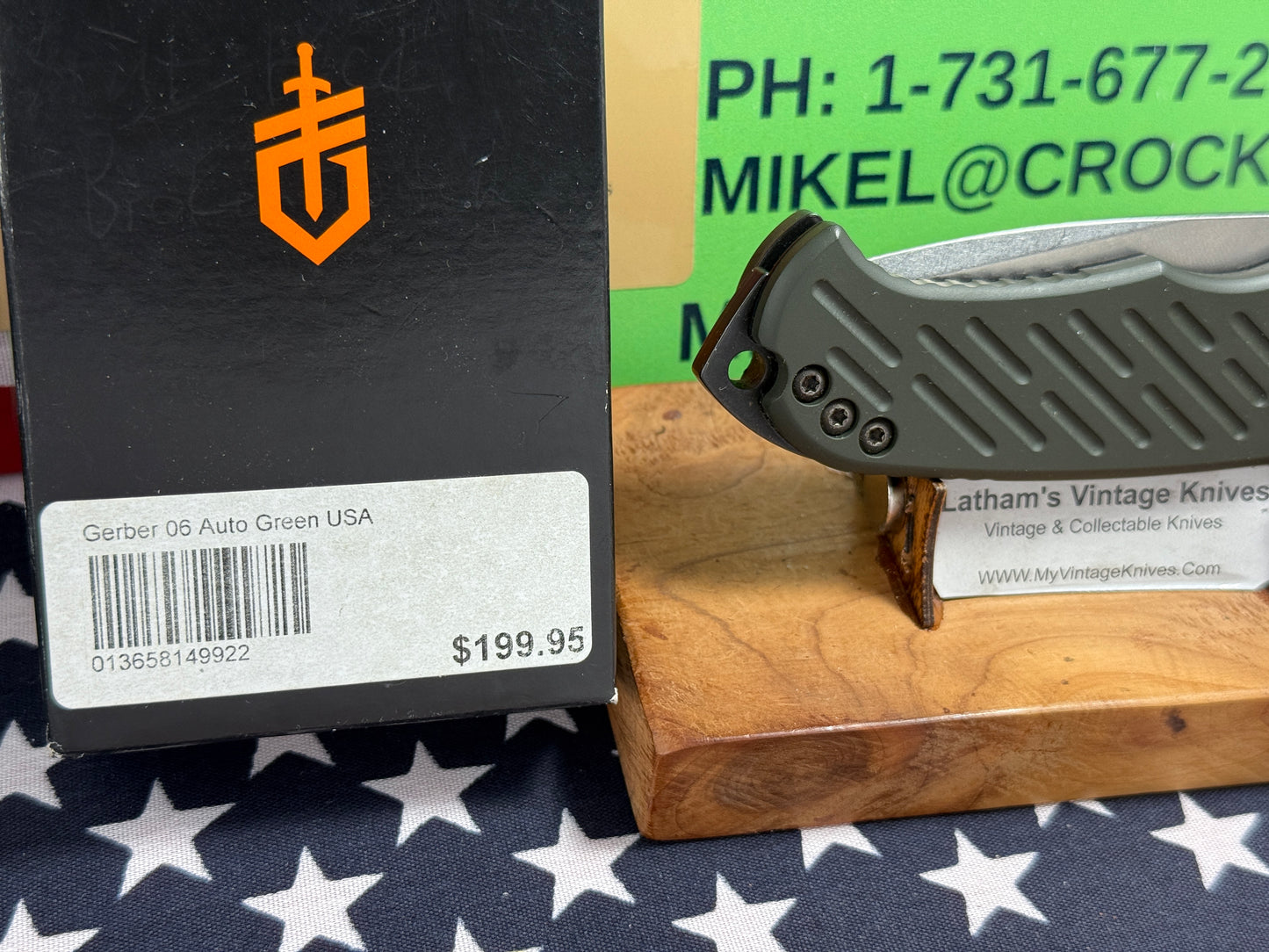 GERBER USA 2016 AUTO 06 TACTICAL 10 YR ANNIVERSARY TACTICAL AUTOMATIC KNIFE OD GREEN ALUMINUM HANDLES.