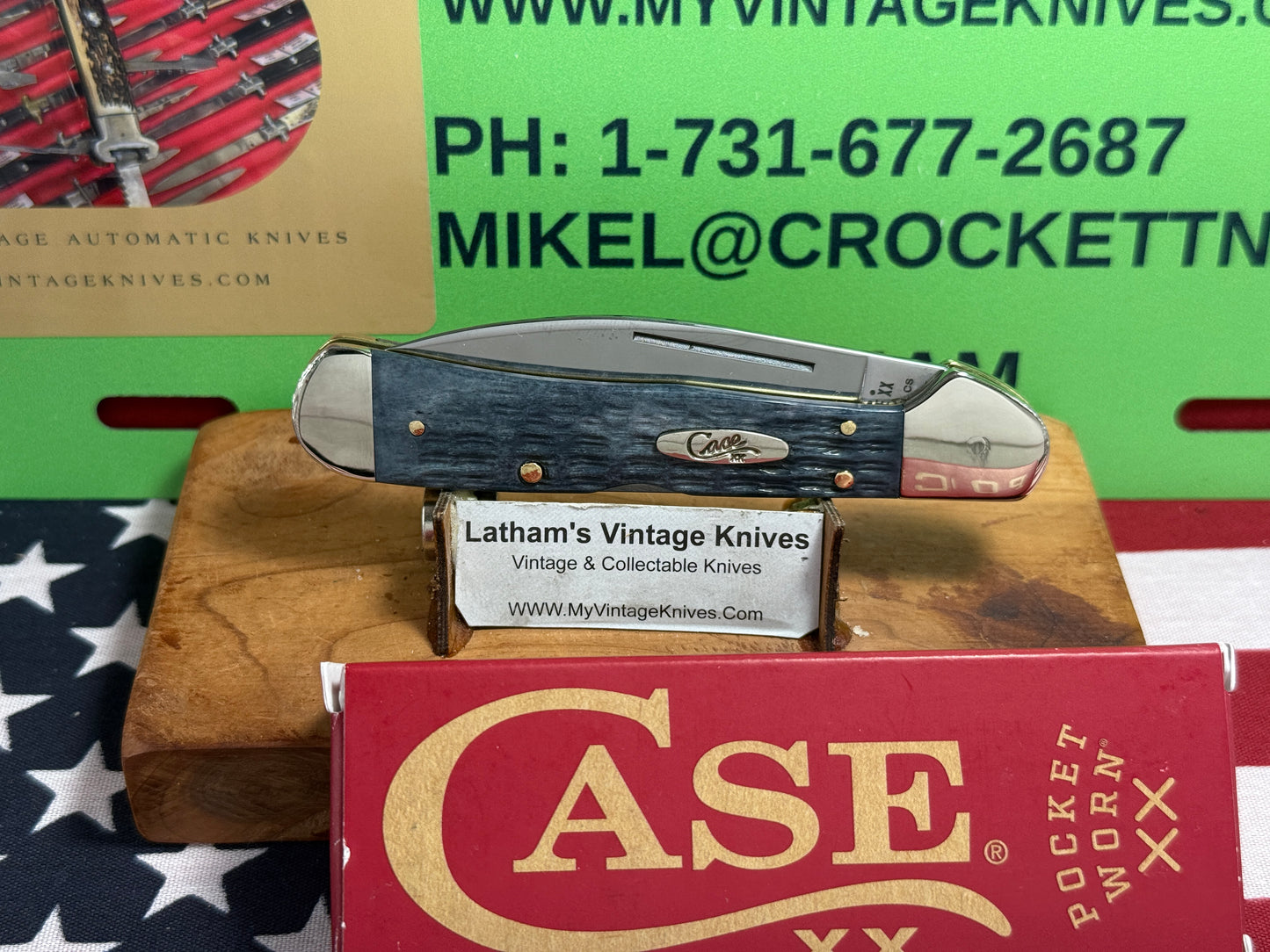 CASE XX USA, W.R. CASE 2025 COPPERLOCK 61549WL CS CUSTOM CONVERTED D/A AMERICAN AUTOMATIC KNIFE POCKET WORN GRAY BONE HANDLES