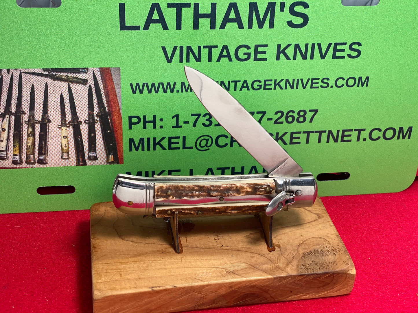 ROSTFREI GERMAN MARKET 1975-80 LEVER AUTOMATIC SPRINGER 11 CM ITALIAN AUTOMATIC KNIFE IMITATION STAG HANDLES