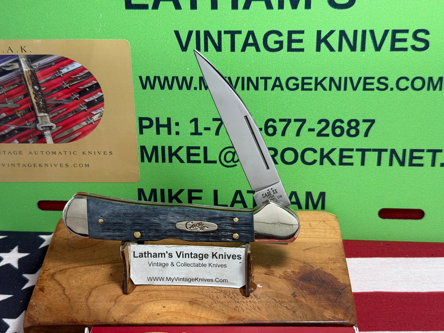 CASE XX USA, W.R. CASE 2025 COPPERLOCK 61549WL CS CUSTOM CONVERTED D/A AMERICAN AUTOMATIC KNIFE POCKET WORN GRAY BONE HANDLES