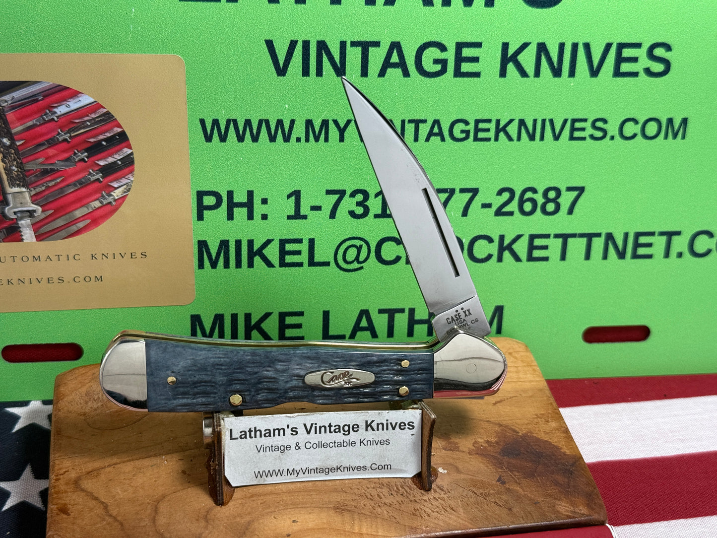 CASE XX USA, W.R. CASE 2025 COPPERLOCK 61549WL CS CUSTOM CONVERTED D/A AMERICAN AUTOMATIC KNIFE POCKET WORN GRAY BONE HANDLES