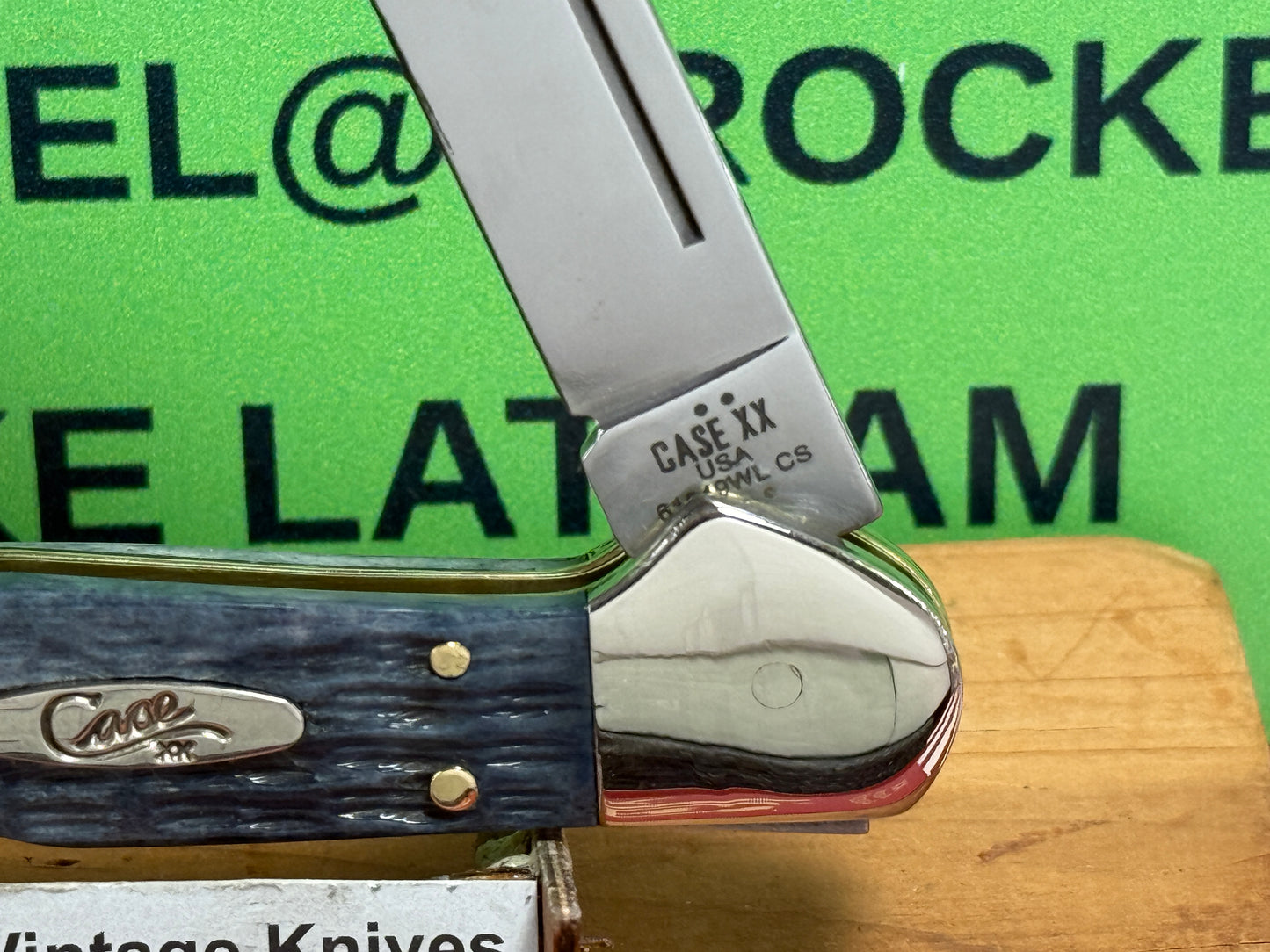 CASE XX USA, W.R. CASE 2025 COPPERLOCK 61549WL CS CUSTOM CONVERTED D/A AMERICAN AUTOMATIC KNIFE POCKET WORN GRAY BONE HANDLES