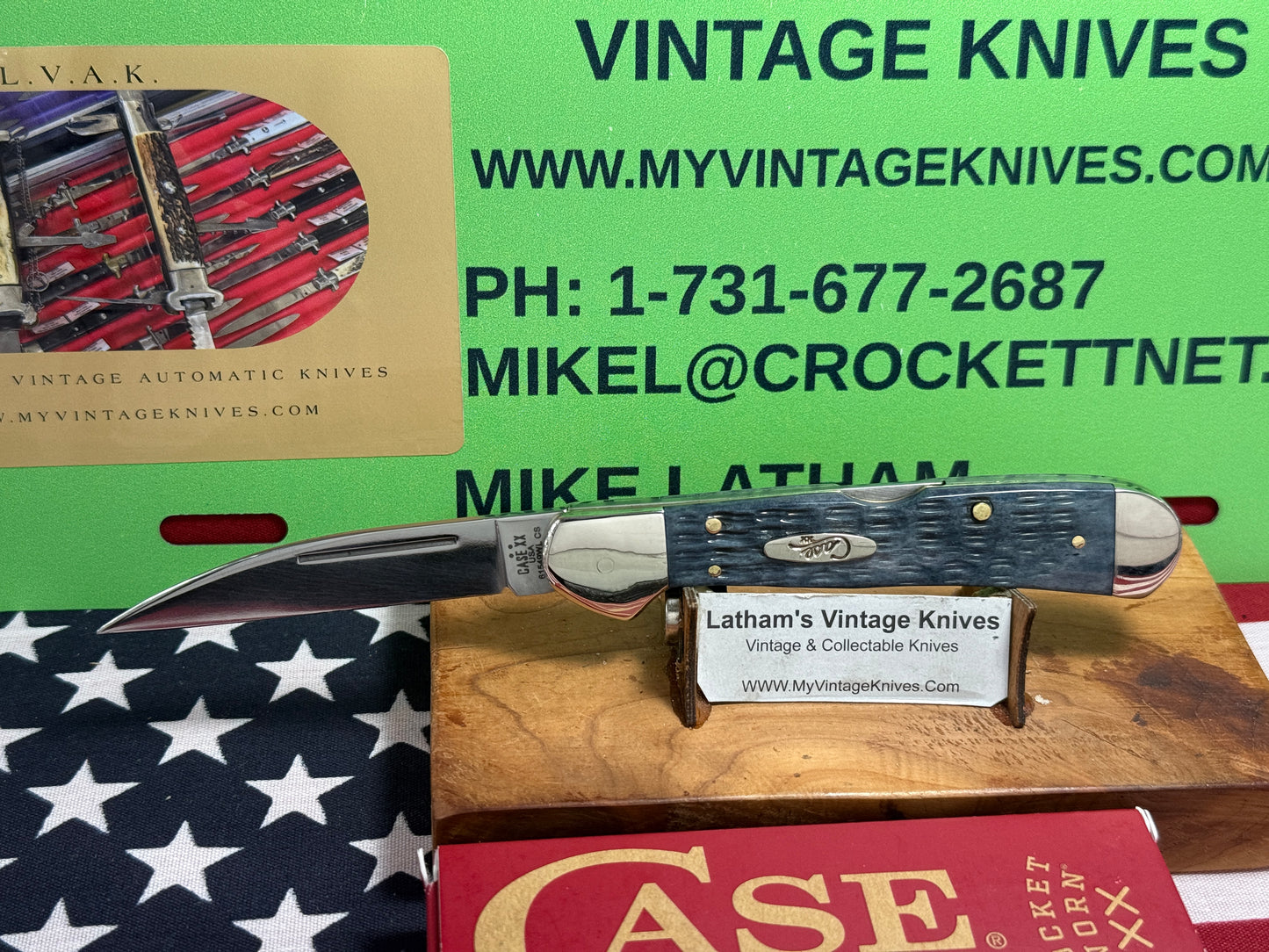 CASE XX USA, W.R. CASE 2025 COPPERLOCK 61549WL CS CUSTOM CONVERTED D/A AMERICAN AUTOMATIC KNIFE POCKET WORN GRAY BONE HANDLES