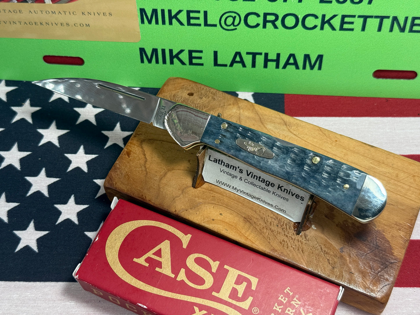 CASE XX USA, W.R. CASE 2025 COPPERLOCK 61549WL CS CUSTOM CONVERTED D/A AMERICAN AUTOMATIC KNIFE POCKET WORN GRAY BONE HANDLES