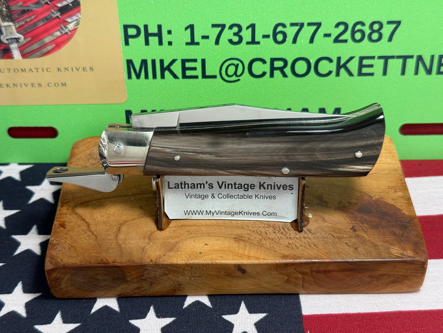 A.G.A. CAMPOLIN MANIAGO ITALY 2007 FULCRUM RELEASE OVAL BUTTON 60TH ANNIVERSARY ITALIAN AUTOMATIC KNIFE BUFFALO HORN HANDLES