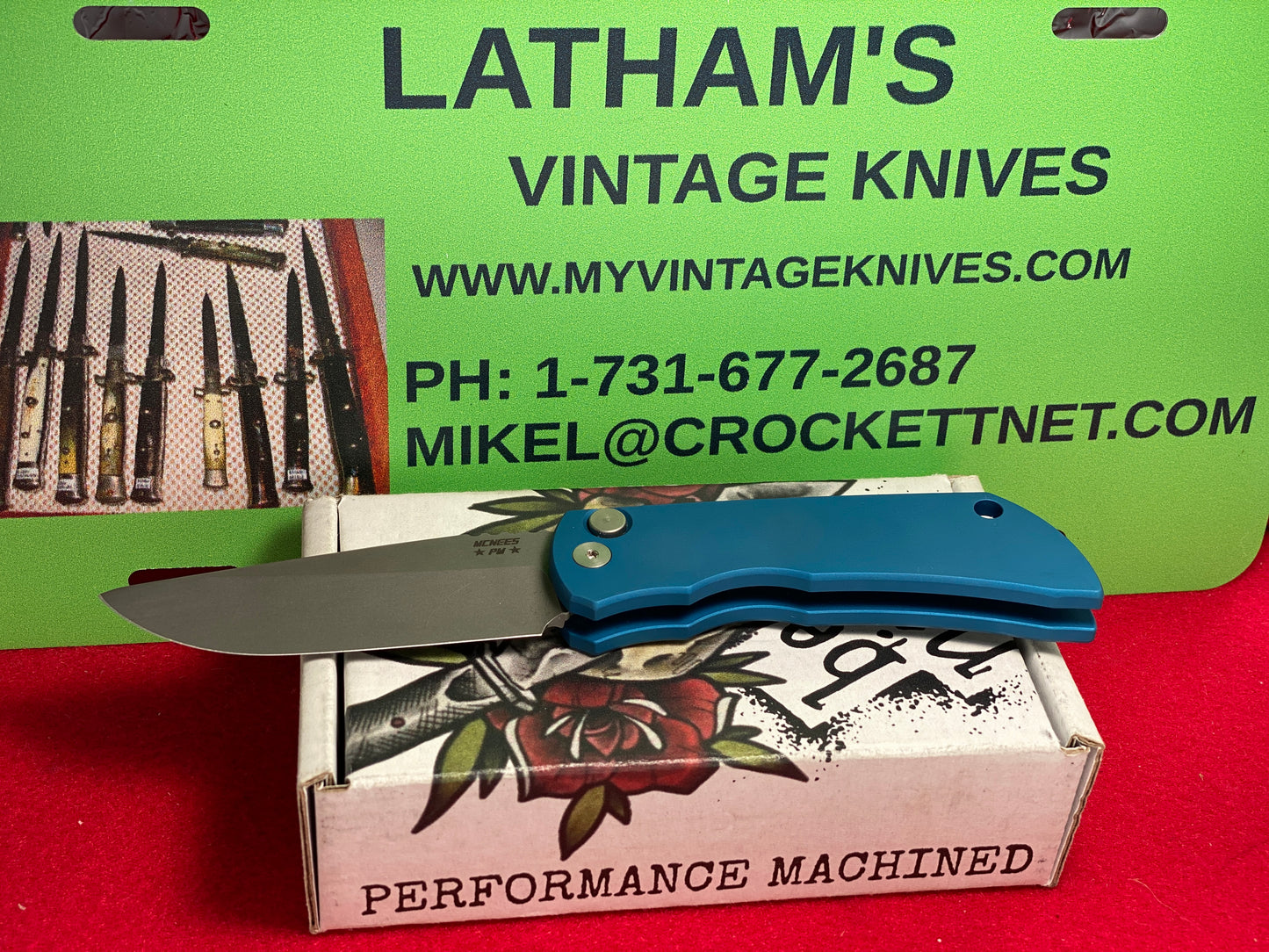 McNEES CUSTOM KNIVES 2022 MCN-PM-MAC-2-AUTO-BLUE MAGNACUT CUSTOM AUTOMATIC KNIFE BLUE METAL HANDLES