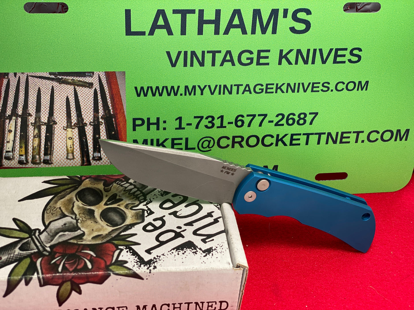 McNEES CUSTOM KNIVES 2022 MCN-PM-MAC-2-AUTO-BLUE MAGNACUT CUSTOM AUTOMATIC KNIFE BLUE METAL HANDLES