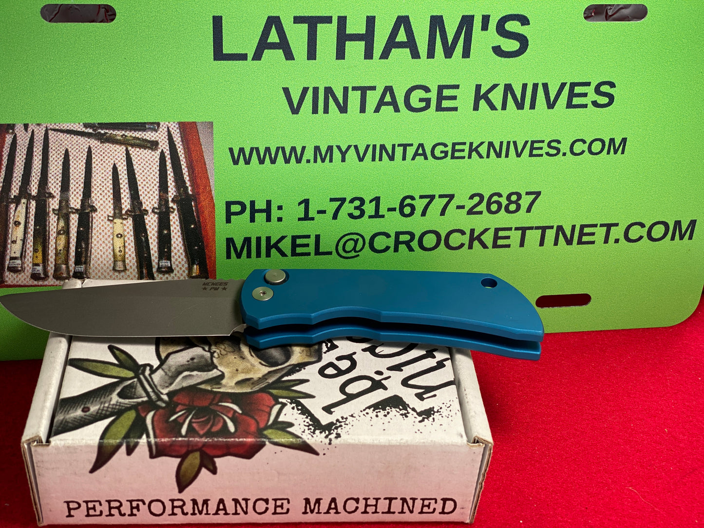 McNEES CUSTOM KNIVES 2022 MCN-PM-MAC-2-AUTO-BLUE MAGNACUT CUSTOM AUTOMATIC KNIFE BLUE METAL HANDLES