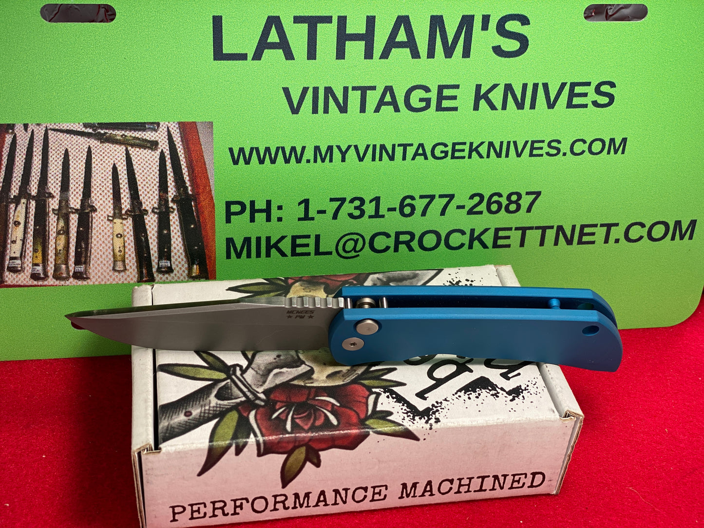 McNEES CUSTOM KNIVES 2022 MCN-PM-MAC-2-AUTO-BLUE MAGNACUT CUSTOM AUTOMATIC KNIFE BLUE METAL HANDLES