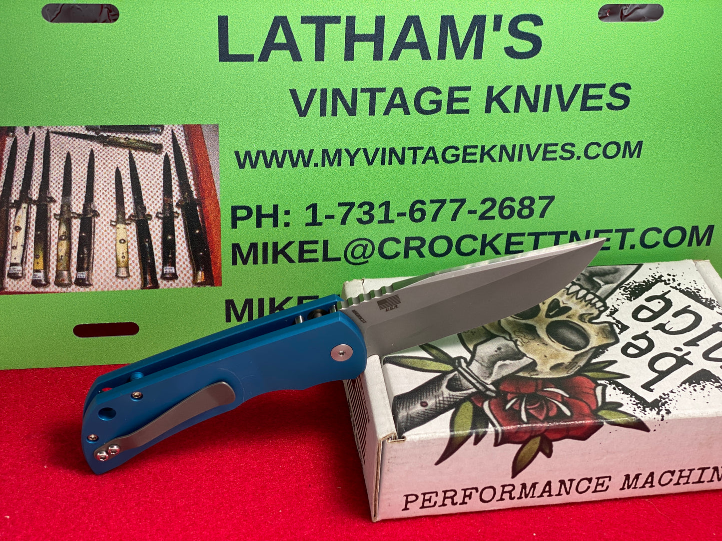 McNEES CUSTOM KNIVES 2022 MCN-PM-MAC-2-AUTO-BLUE MAGNACUT CUSTOM AUTOMATIC KNIFE BLUE METAL HANDLES