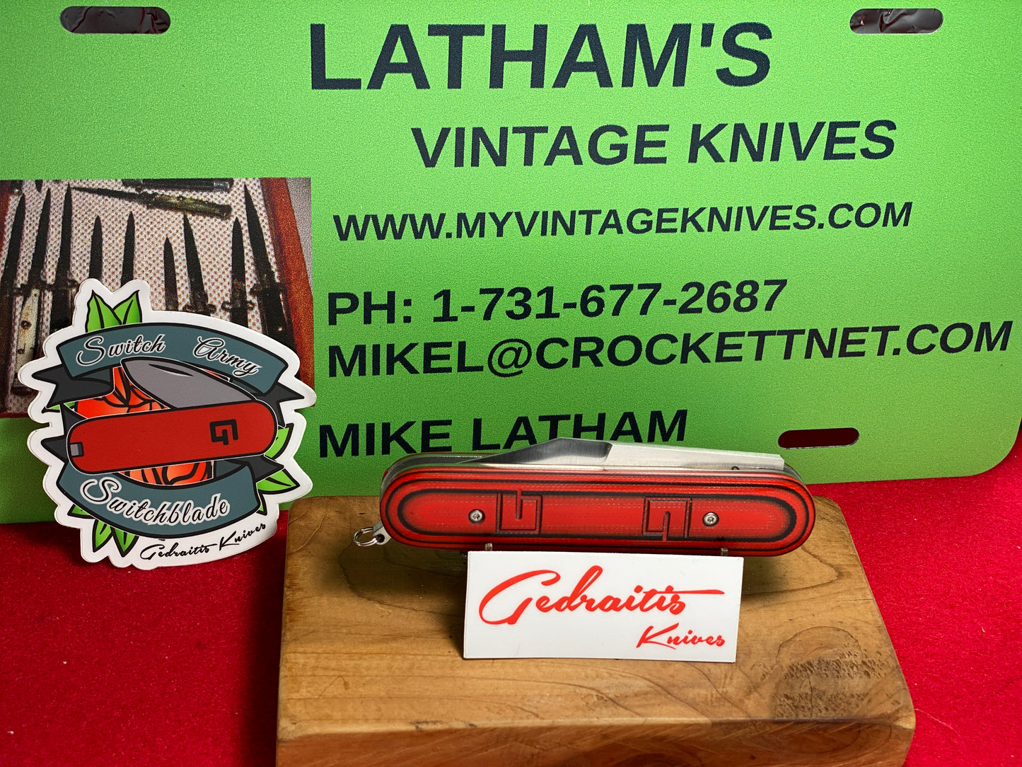 GEDRAITIS, CHUCK KNIVES 2024 SWITCH ARMY KNIFE CUSTOM AUTOMATIC KNIFE G-10 RED HANDLES