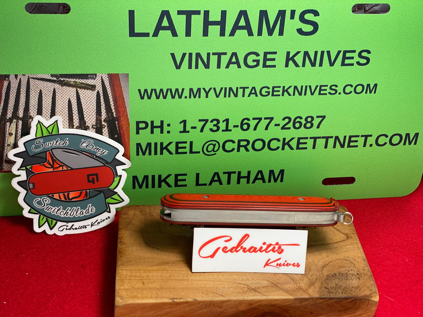 GEDRAITIS, CHUCK KNIVES 2024 SWITCH ARMY KNIFE CUSTOM AUTOMATIC KNIFE G-10 RED HANDLES