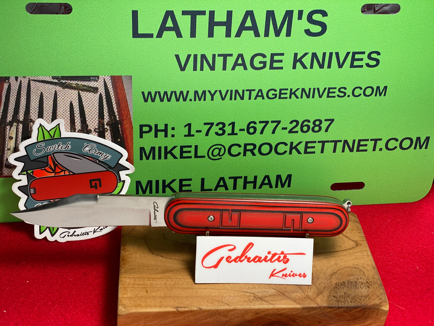 GEDRAITIS, CHUCK KNIVES 2024 SWITCH ARMY KNIFE CUSTOM AUTOMATIC KNIFE G-10 RED HANDLES