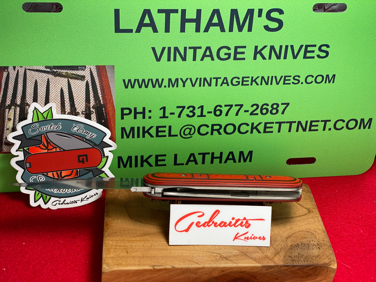 GEDRAITIS, CHUCK KNIVES 2024 SWITCH ARMY KNIFE CUSTOM AUTOMATIC KNIFE G-10 RED HANDLES