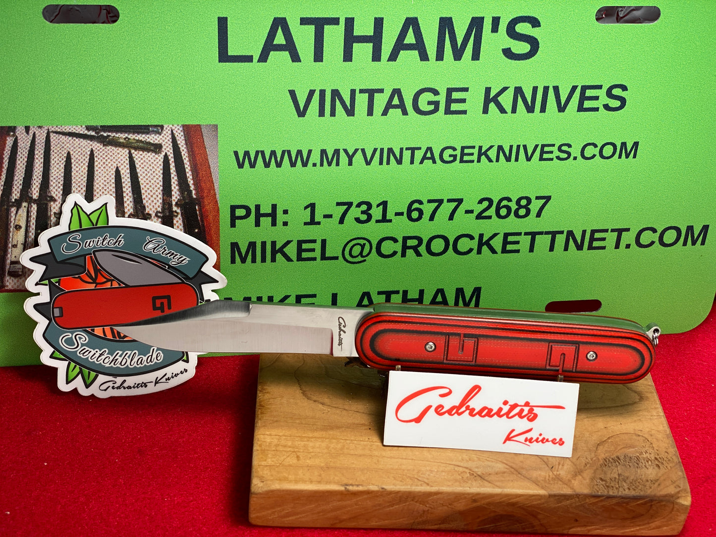 GEDRAITIS, CHUCK KNIVES 2024 SWITCH ARMY KNIFE CUSTOM AUTOMATIC KNIFE G-10 RED HANDLES