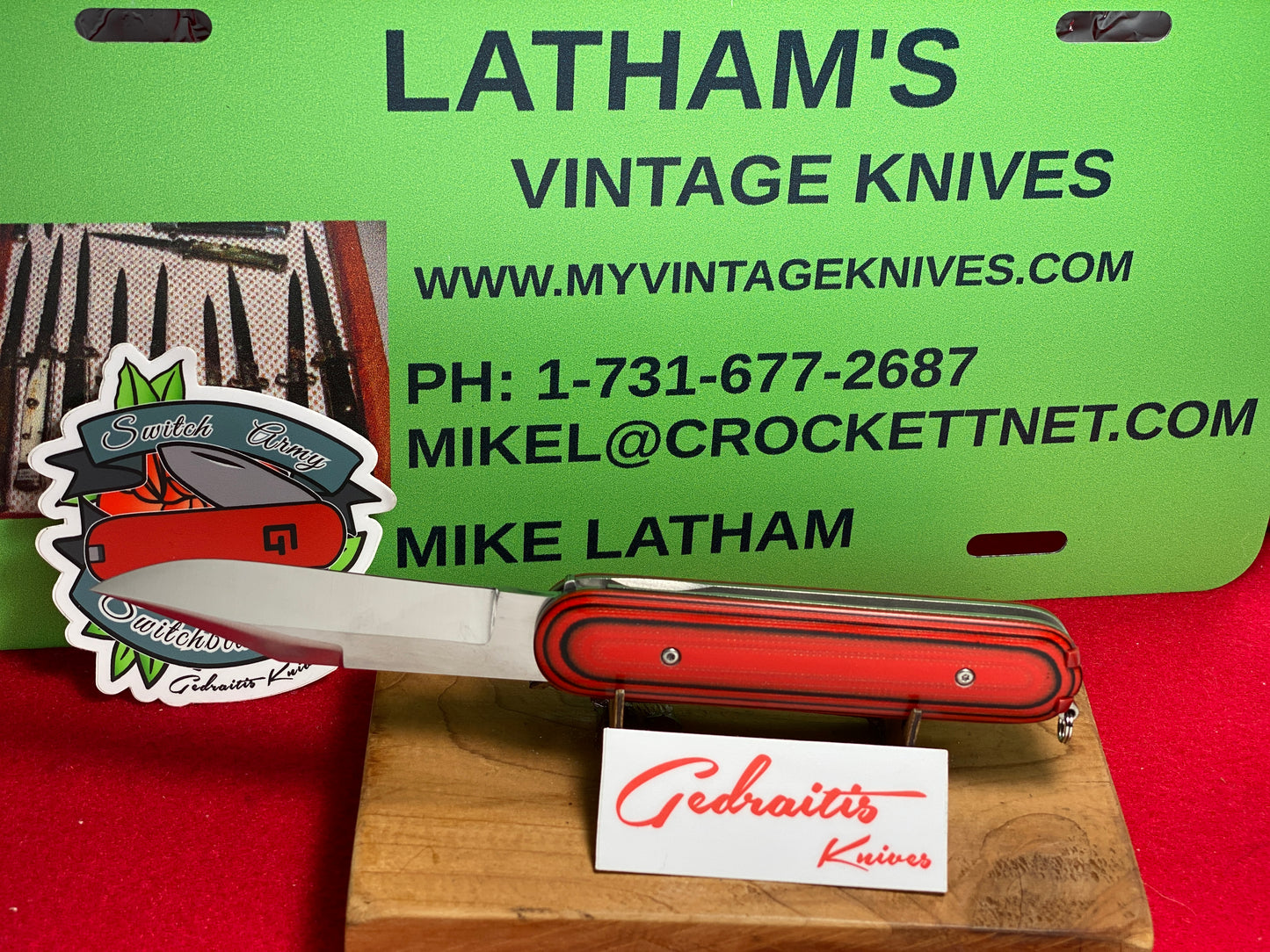 GEDRAITIS, CHUCK KNIVES 2024 SWITCH ARMY KNIFE CUSTOM AUTOMATIC KNIFE G-10 RED HANDLES