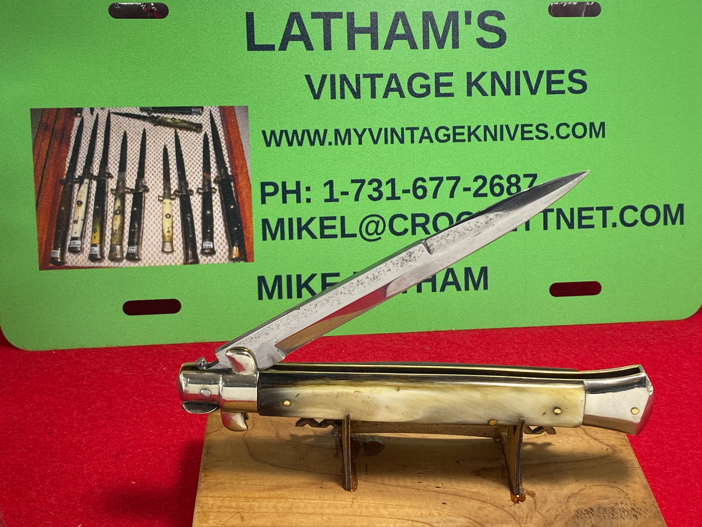 EIG MADE IN ITALY 1950-56 PICK LOCK STILETTO 28 CM ITALIAN AUTOMATIC KNIFE BRAZILIAN HORN HANDLES