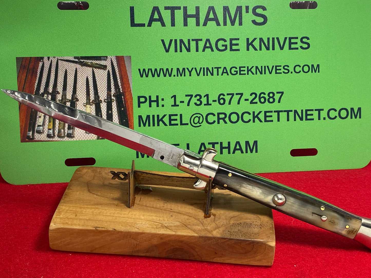 EIG MADE IN ITALY 1950-56 PICK LOCK STILETTO 28 CM ITALIAN AUTOMATIC KNIFE BRAZILIAN HORN HANDLES