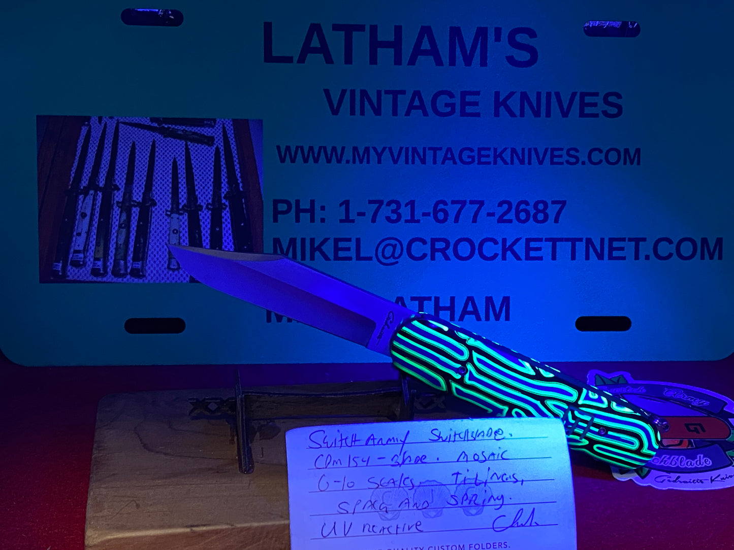 GEDRAITIS, CHUCK 2024 CUSTOM SWITCHARMY SCALE RELEASE CUSTOM AUTOMATIC KNIFE G-10 UV REACTIVE HANDLES