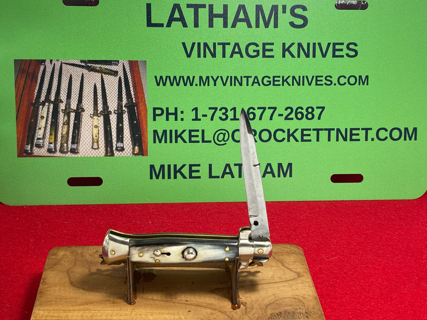 MANIAGO ITALY STARS 1930-38 FLAT GUARD WASP PICK LOCK STILETTO 6 1/4" ITALIAN AUTOMATIC KNIFE BRAZILIAN HORN HANDLES