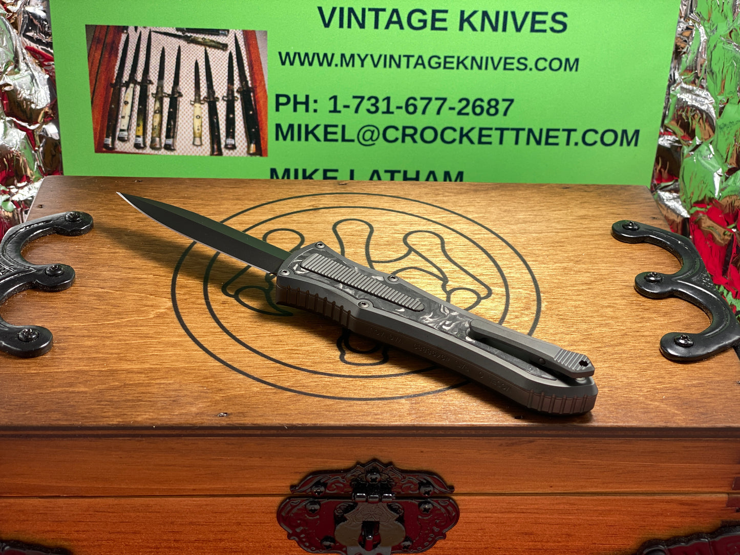 HAWK, G & G CUSTOM OTF 2023 JOHN WICK JW4 SET #280 DEADLOCK TI MODEL "C" MAGNACUT TACTICAL AUTOMATIC KNIFE CARBON FIBER INSERTS HANDLES