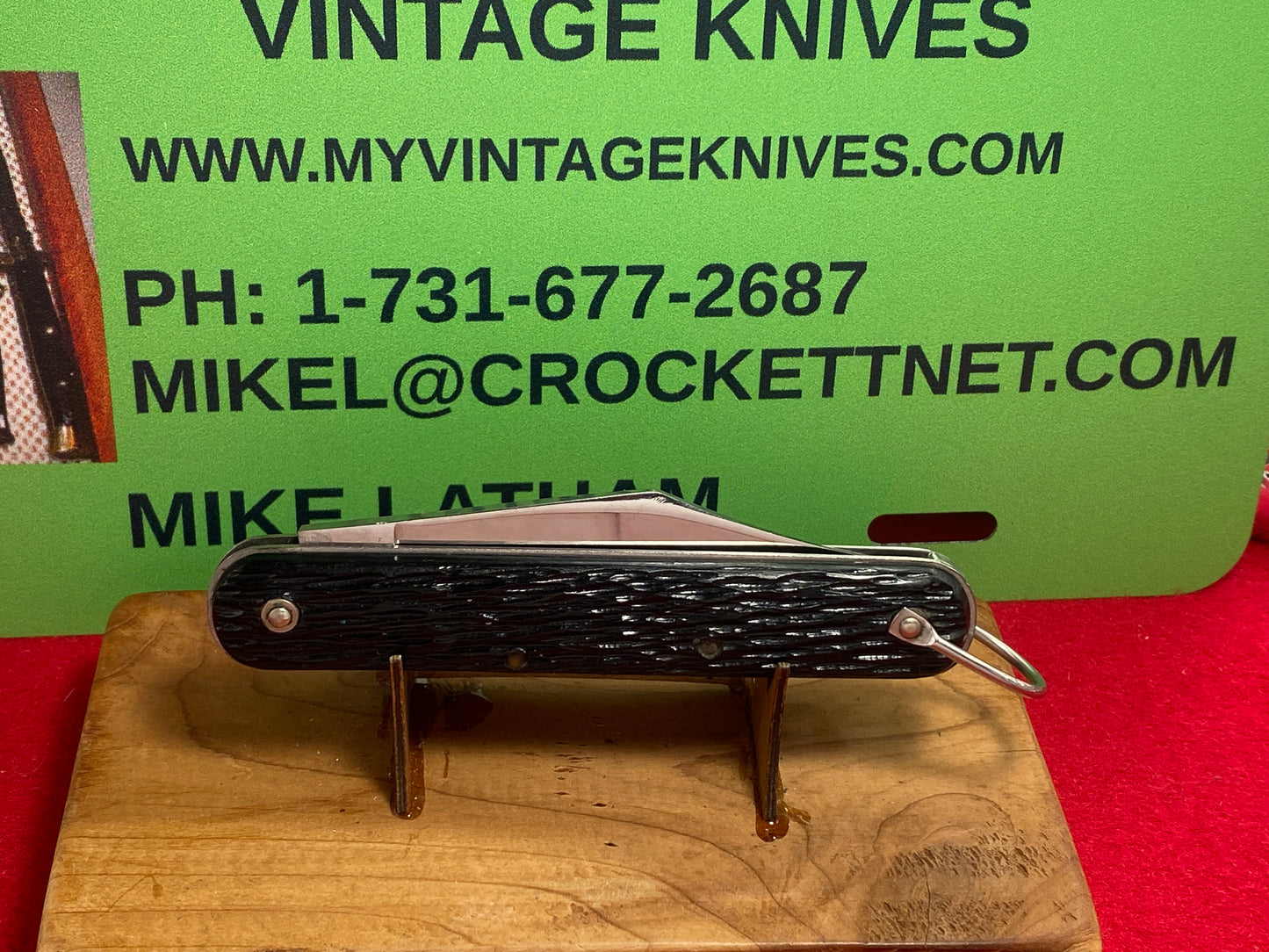 SCHRADE WALDEN NY USA STAINLESS 1950-65 MILITARY PARATROOPER SINGLE BLADE VINTAGE AMERICAN AUTOMATIC KNIFE BLACK COMPOSITION HANDLES