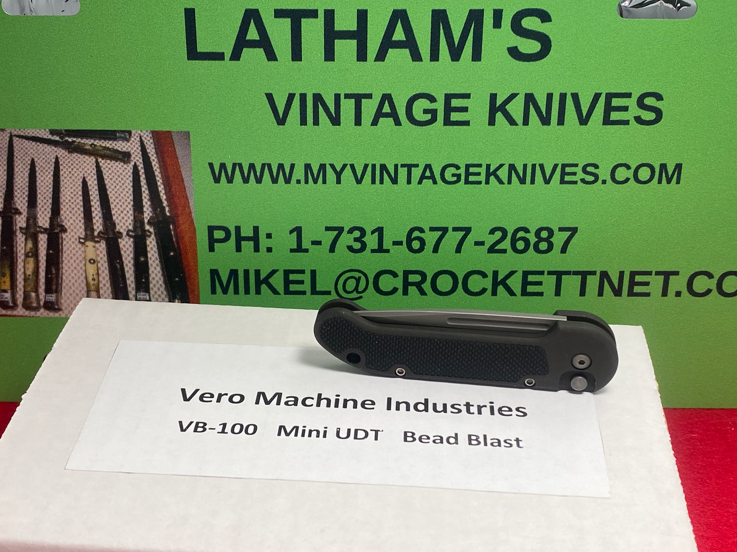 VERO MACHINE INDUSTRIES 1994-97 VB-100 MNI UDT MICROTECH TACTICAL AUTOMATIC KNIFE BLACK HANDLES