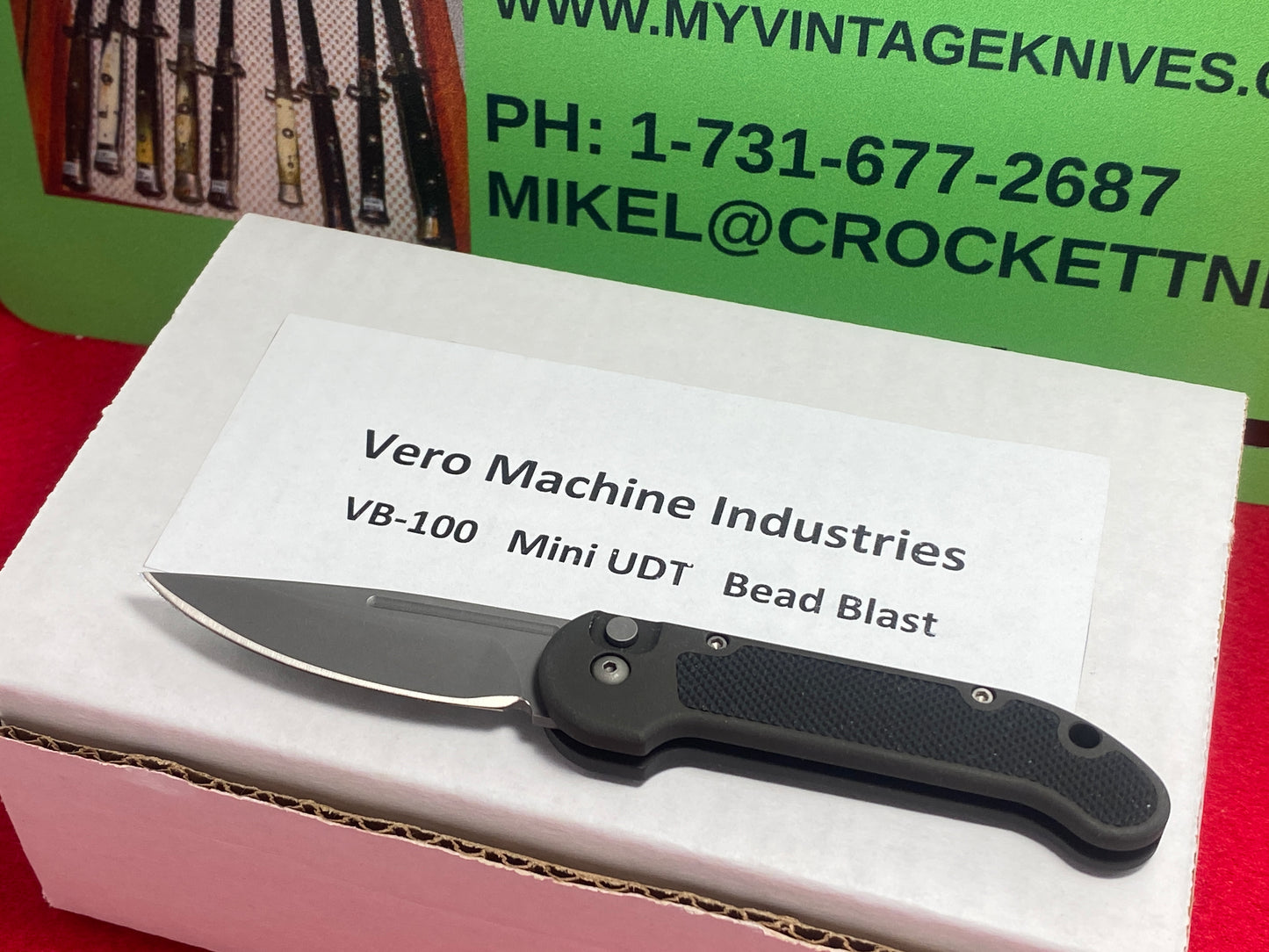 VERO MACHINE INDUSTRIES 1994-97 VB-100 MNI UDT MICROTECH TACTICAL AUTOMATIC KNIFE BLACK HANDLES