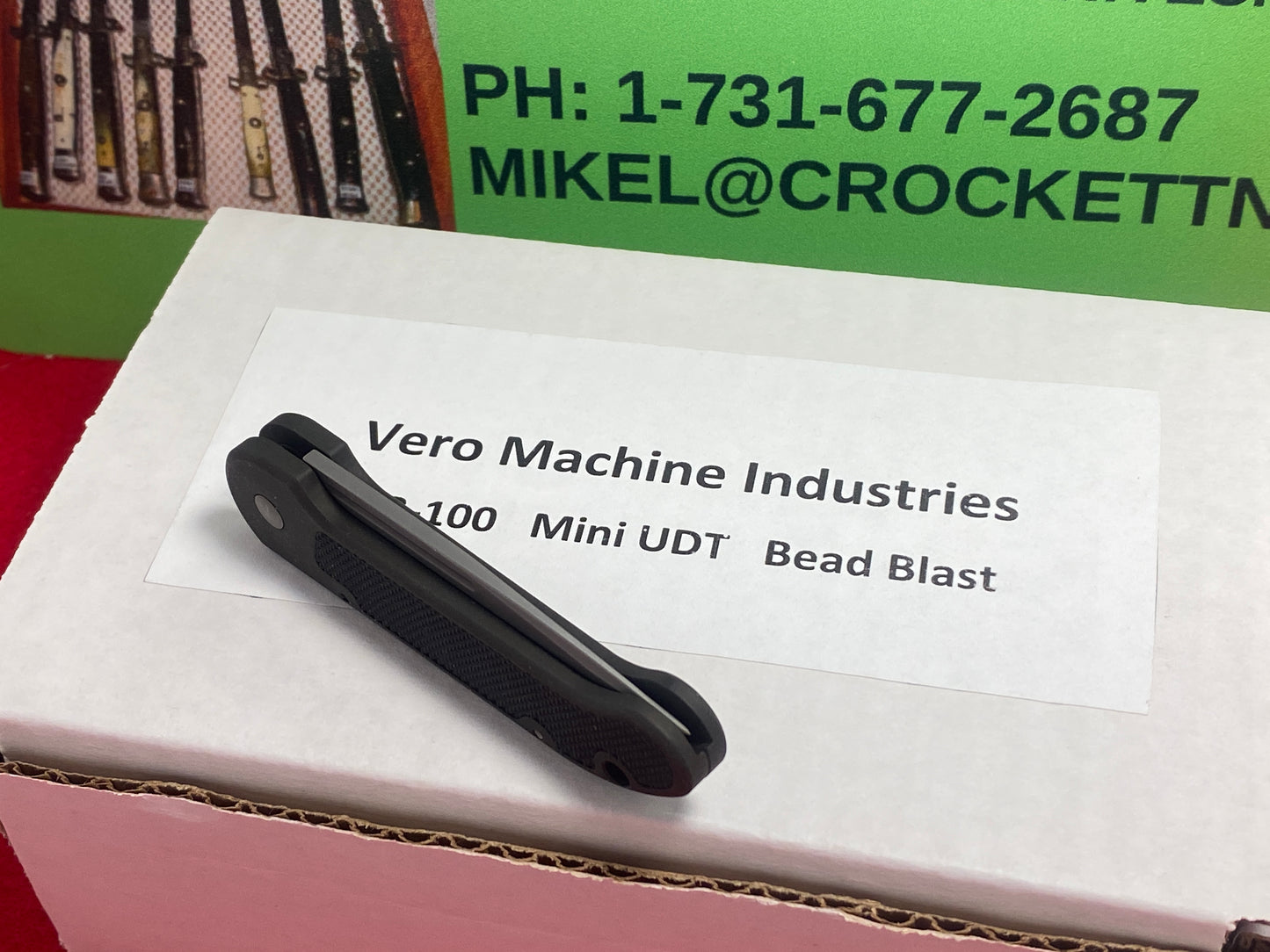 VERO MACHINE INDUSTRIES 1994-97 VB-100 MNI UDT MICROTECH TACTICAL AUTOMATIC KNIFE BLACK HANDLES