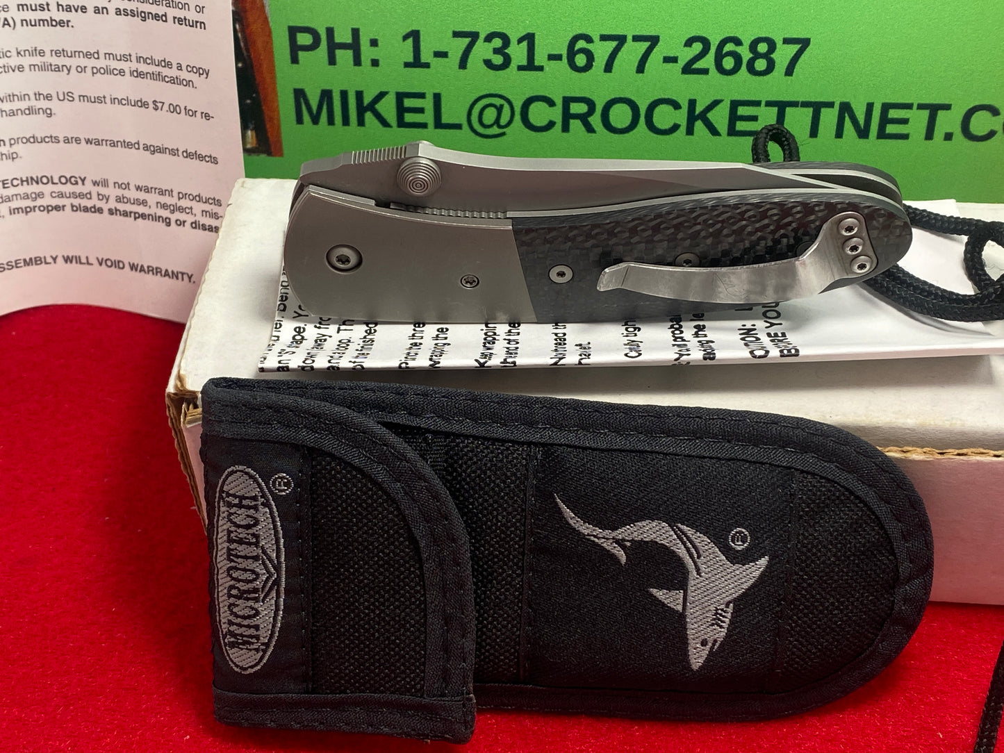 MICROTECH LIGHTFOOT L.C.C. SHARK 01/2001 DOUBLE ACTION BEAD BLAST PLAIN BLADE TACTICAL AUTOMATIC KNIFE FIBER CARBON HANDLES